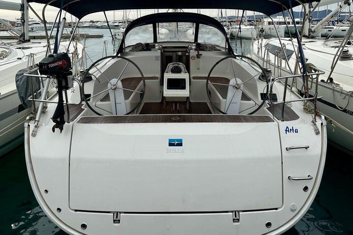 Cockpit of Arta, a Bavaria Cruiser 46 sailboat at Općina Sukošan, Croatia