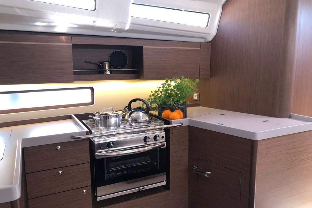 Galley of Starlight, a Beneteau Oceanis 40.1 sailboat at Općina Medulin, Croatia