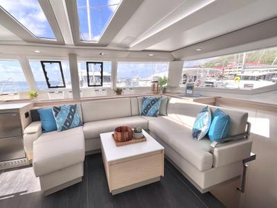Salon of Blue Vibes, a Fountaine Pajot Tanna 47 catamaran at Parham Town, British Virgin Islands