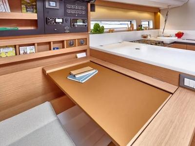 Salon of Bonbon, a Jeanneau Sun Odyssey 440 sailboat at Bodrum, Turkey