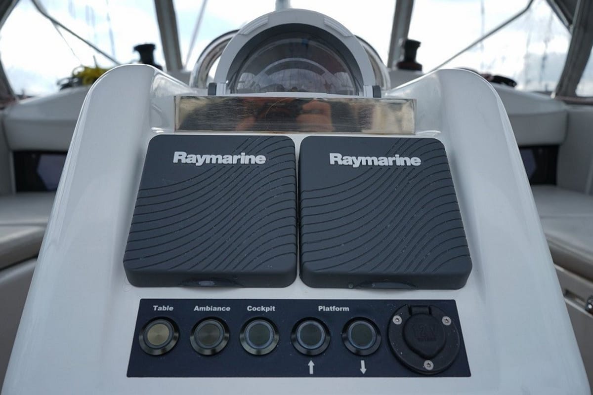 Cockpit of Bonbon, a Jeanneau Sun Odyssey 440 sailboat at Bodrum, Turkey