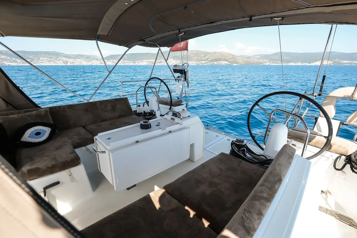 Bonbon, a Jeanneau Sun Odyssey 440 sailboat at Bodrum, Turkey
