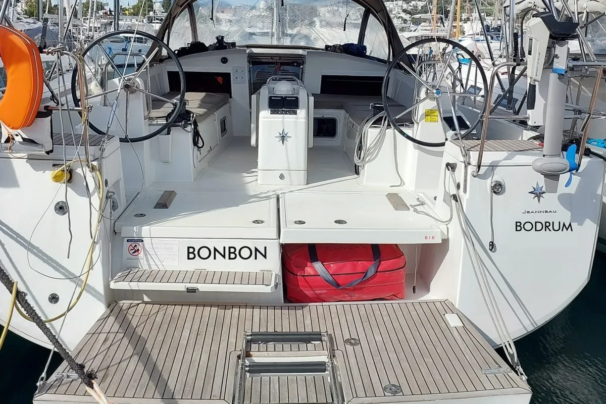 Bonbon, a Jeanneau Sun Odyssey 440 sailboat at Bodrum, Turkey