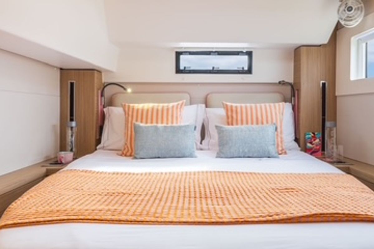 Cabin on Mimi, a Lagoon 46 Iconic catamaran at Naples, Italy
