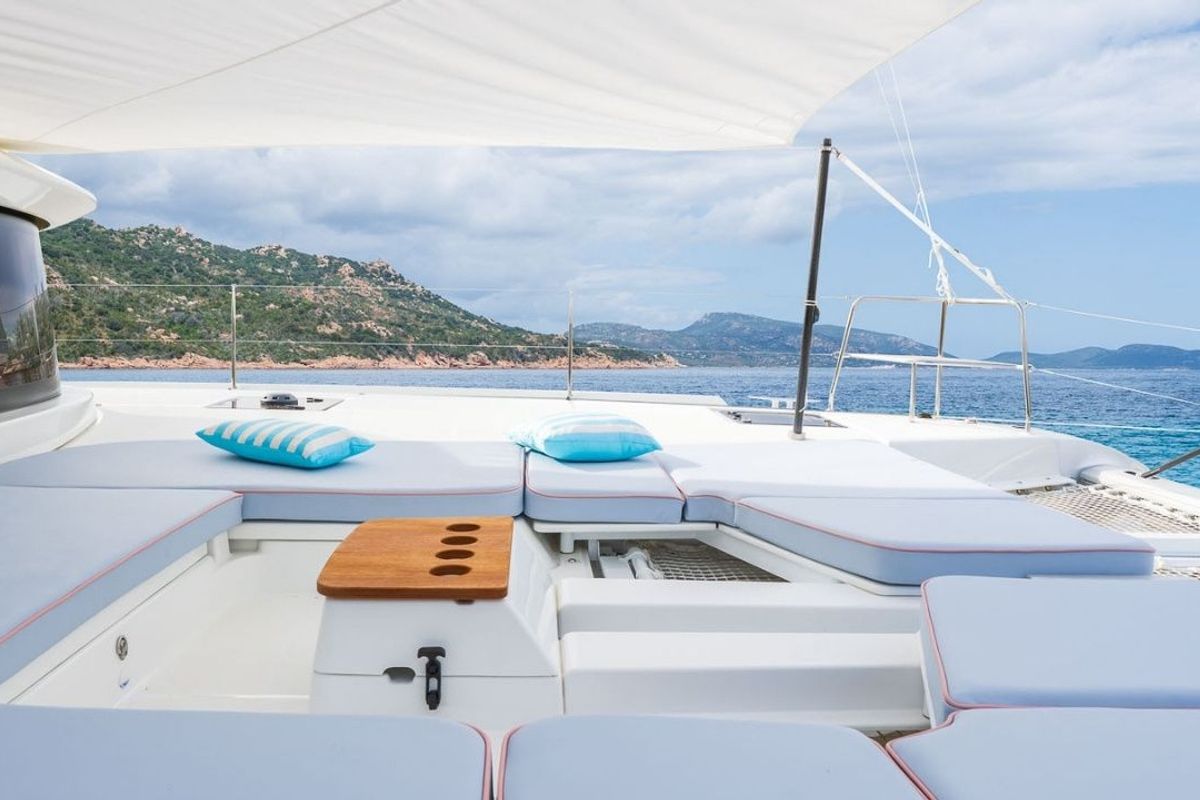 Deck of Mimi, a Lagoon 46 Iconic catamaran at Naples, Italy