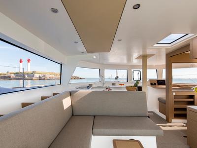 Salon of Flo, a NEEL 47 sailboat at Trapani, Italy