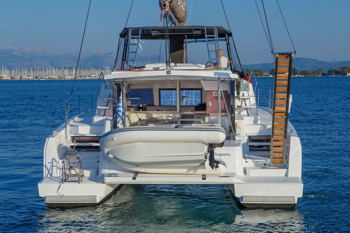 Exterior view of Paspartu, a Bali 4.1 catamaran at Municipal Unit of Anaktorio, Greece