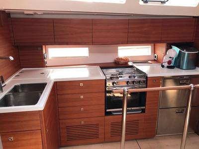 Galley of Mrs. Robinson, a More Boats More 55 sailboat at Grad Ploče, Croatia