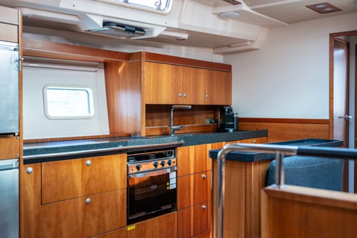 Galley of Premium, a Hanse Yachts Hanse 575 sailboat at Piraeus, Greece