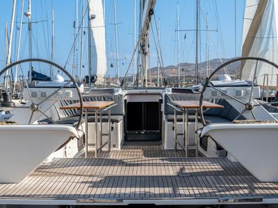 Deck of Premium, a Hanse Yachts Hanse 575 sailboat at Piraeus, Greece