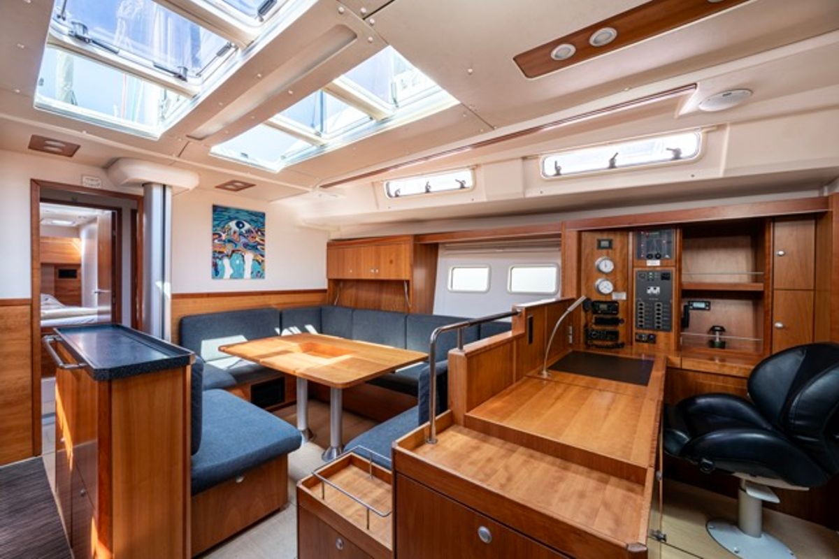 Salon of Premium, a Hanse Yachts Hanse 575 sailboat at Piraeus, Greece