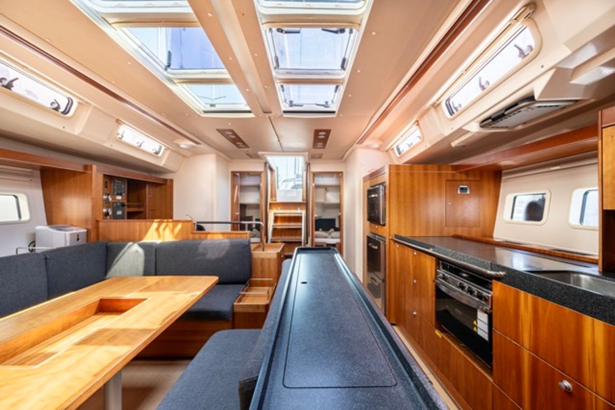 Salon of Premium, a Hanse Yachts Hanse 575 sailboat at Piraeus, Greece