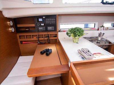 Galley of Georgia, a Jeanneau Sun Odyssey 440 sailboat at Kontokali, Greece