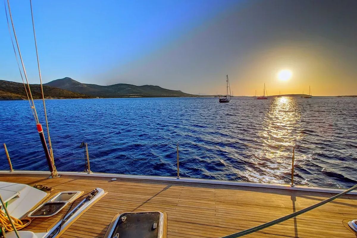 Deck of Apollonis, a Hanse Yachts Hanse 540 sailboat at Athens, Greece