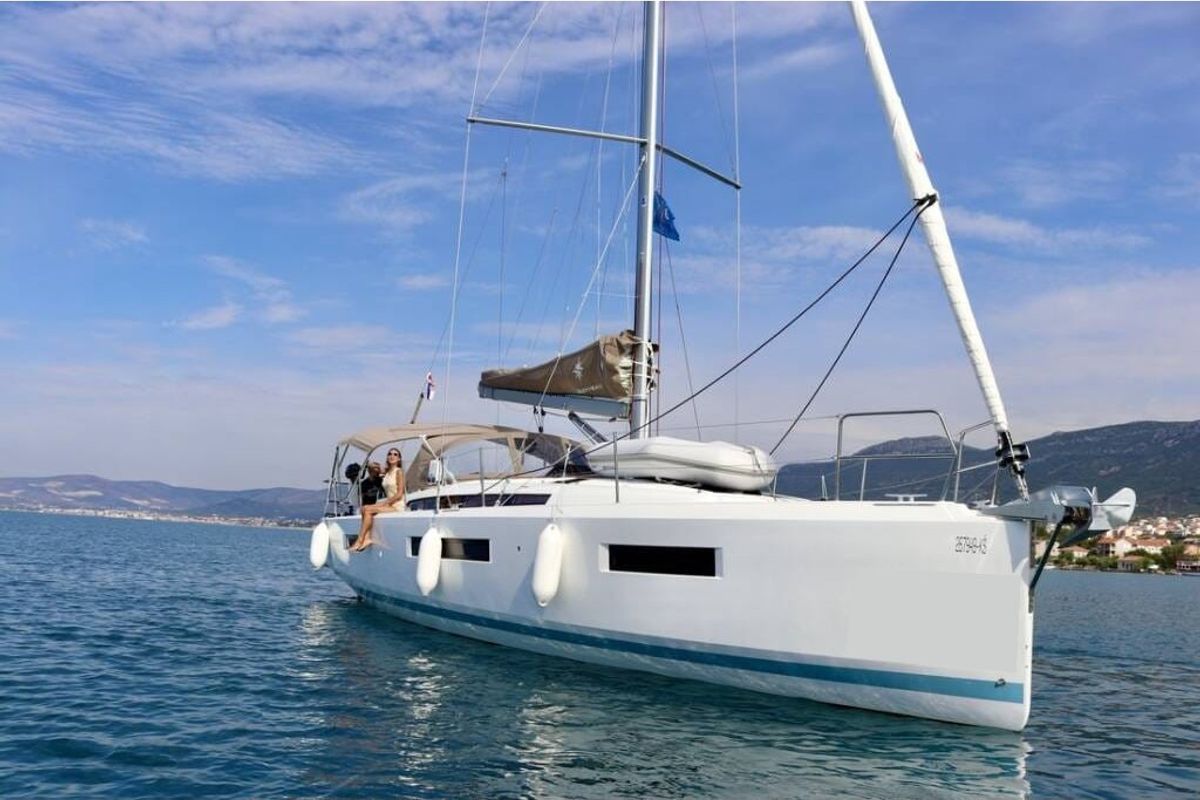 Exterior view of Habibi, a Jeanneau Sun Odyssey 440 sailboat at Split, Croatia