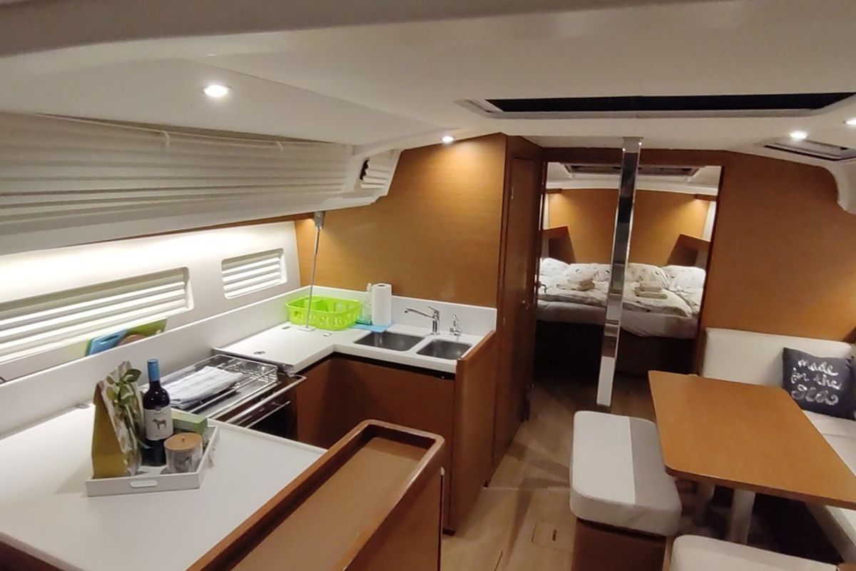 Galley of Habibi, a Jeanneau Sun Odyssey 440 sailboat at Split, Croatia