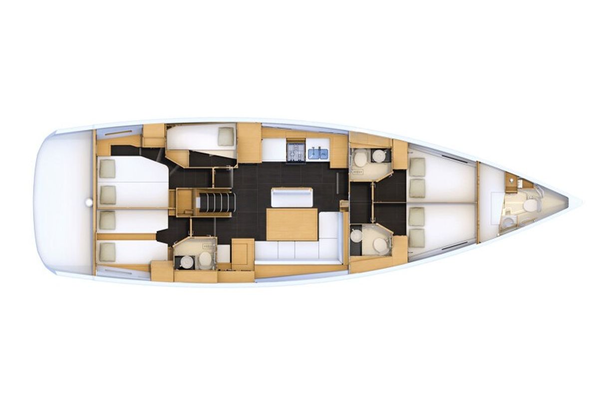 Floor plan of Totufo, a Jeanneau 54 sailboat at es Jonquet, Spain