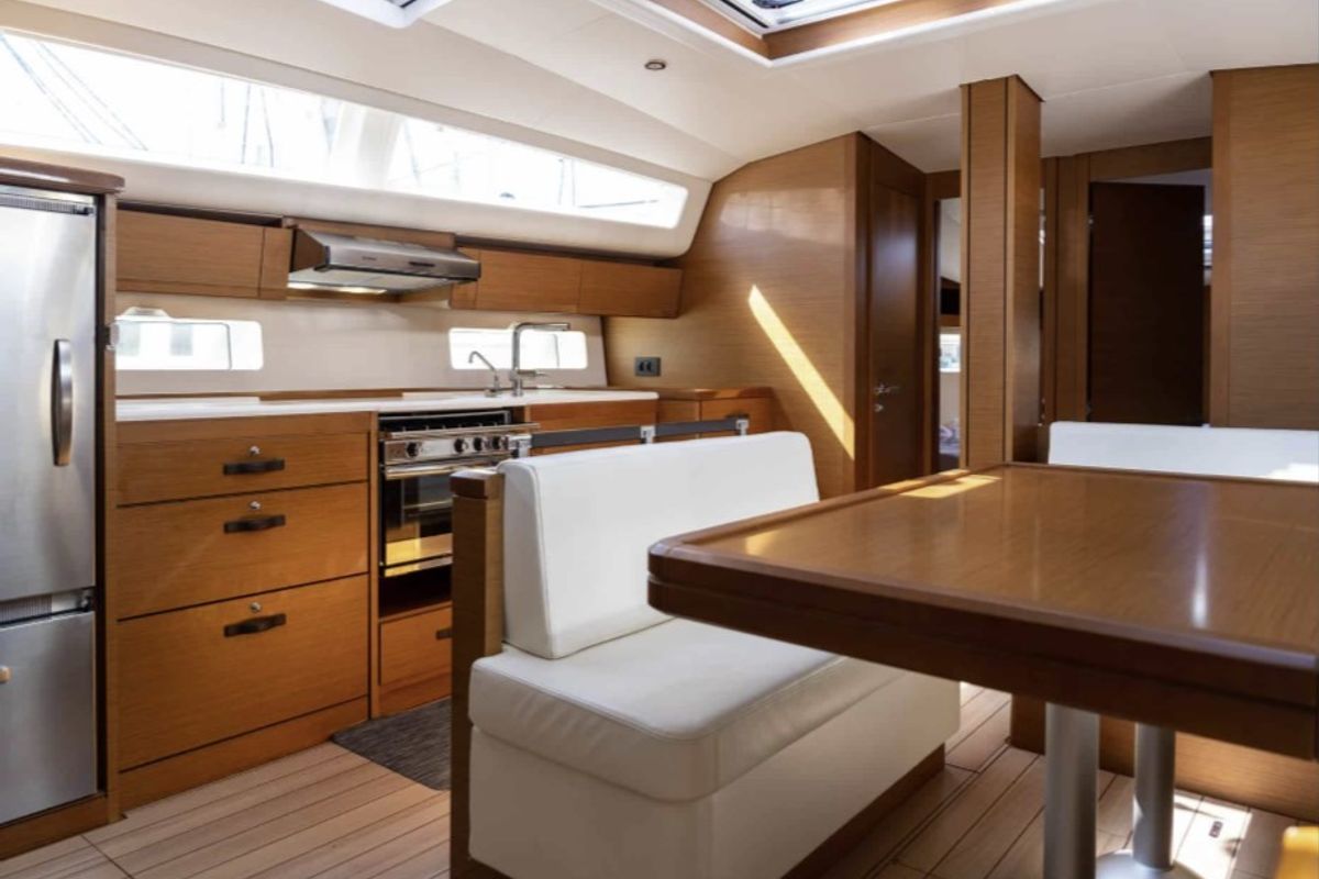 Galley of Totufo, a Jeanneau 54 sailboat at es Jonquet, Spain