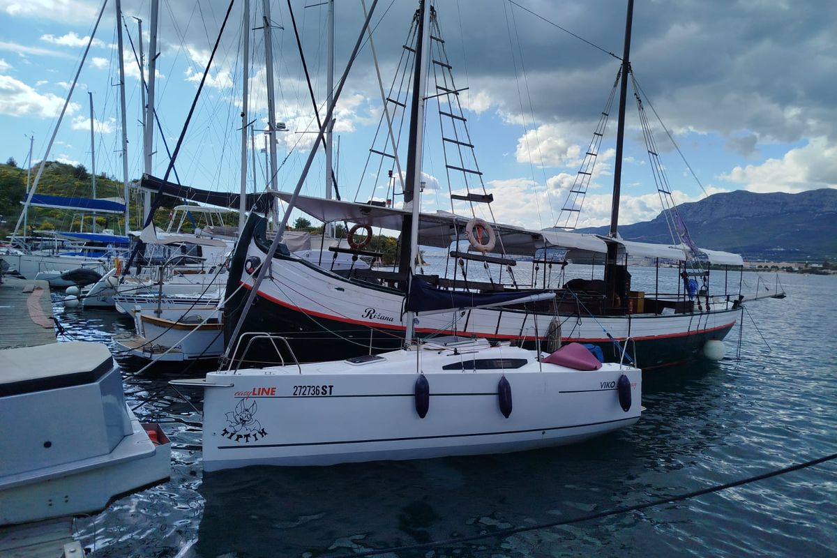 Exterior view of Tiptih, a Viko S 21 sailboat at Split, Croatia