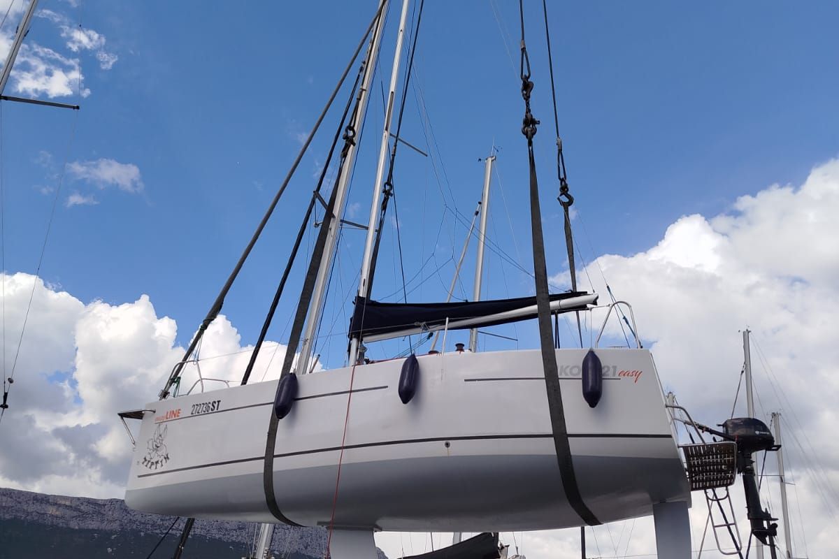 Exterior view of Tiptih, a Viko S 21 sailboat at Split, Croatia