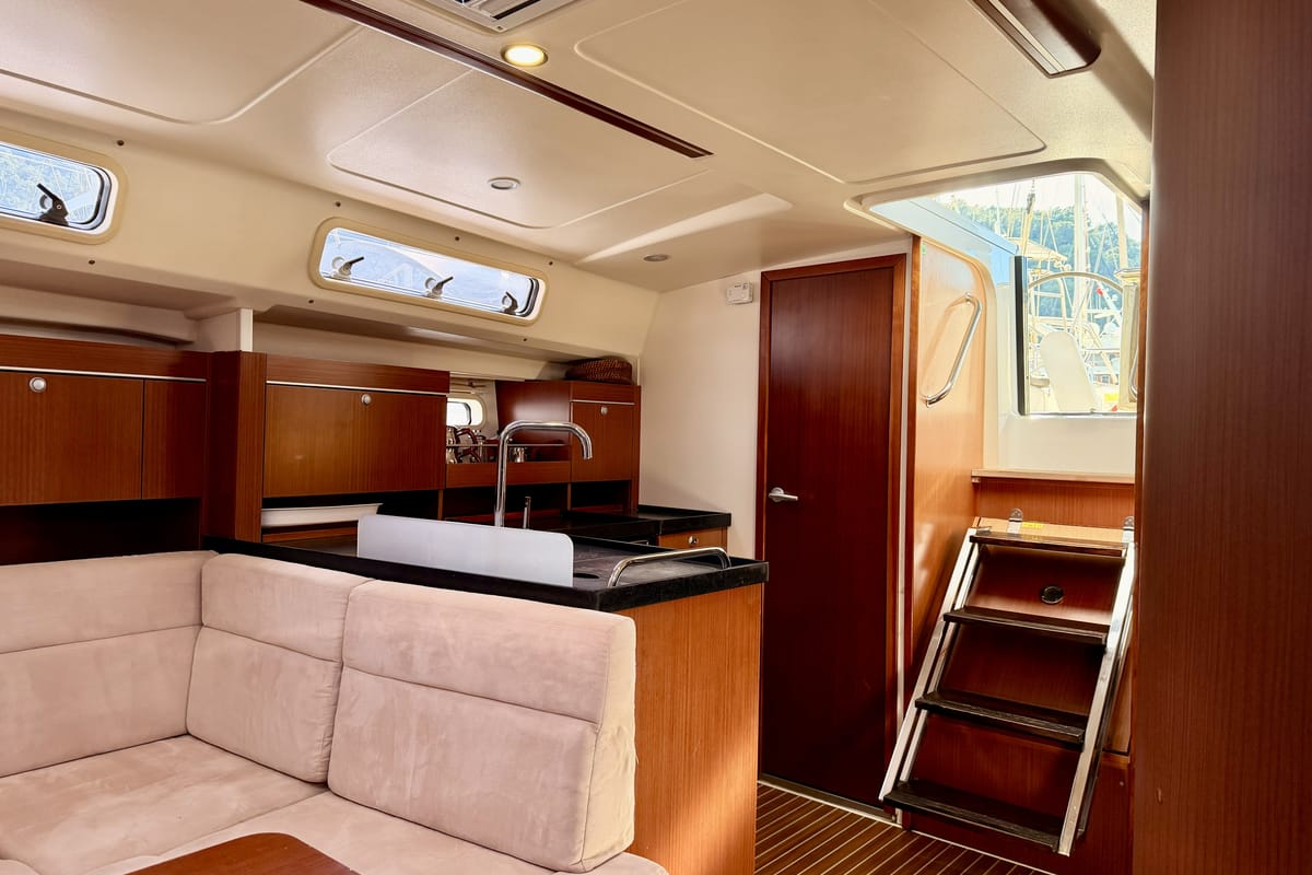 Galley of Premium, a Hanse Yachts Hanse 415 sailboat at Fethiye, Turkey