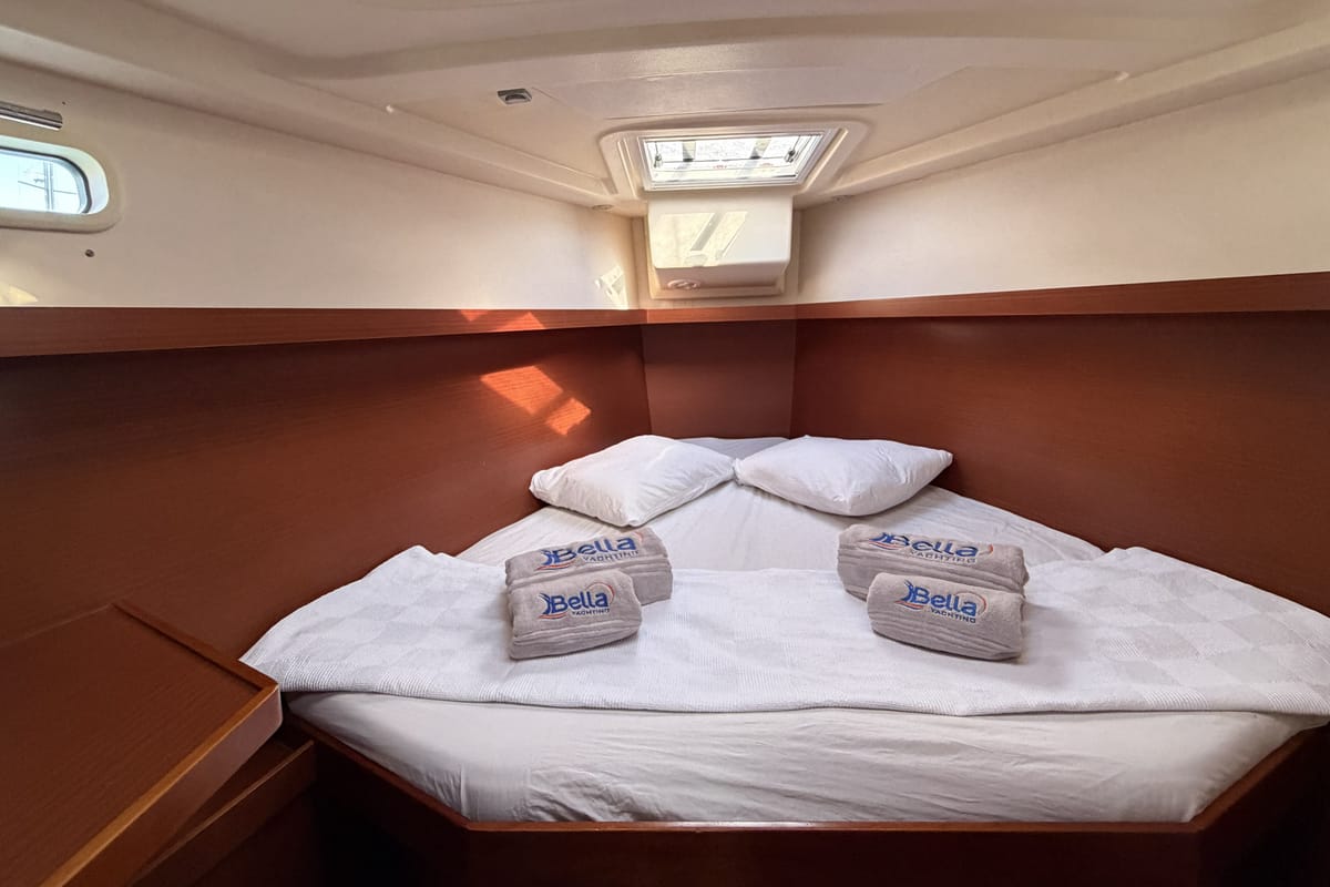 Cabin on Premium, a Hanse Yachts Hanse 415 sailboat at Fethiye, Turkey