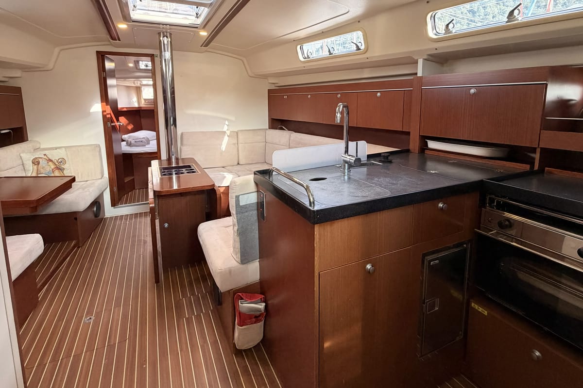 Salon of Premium, a Hanse Yachts Hanse 415 sailboat at Fethiye, Turkey