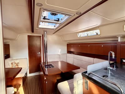Salon of Premium, a Hanse Yachts Hanse 415 sailboat at Fethiye, Turkey