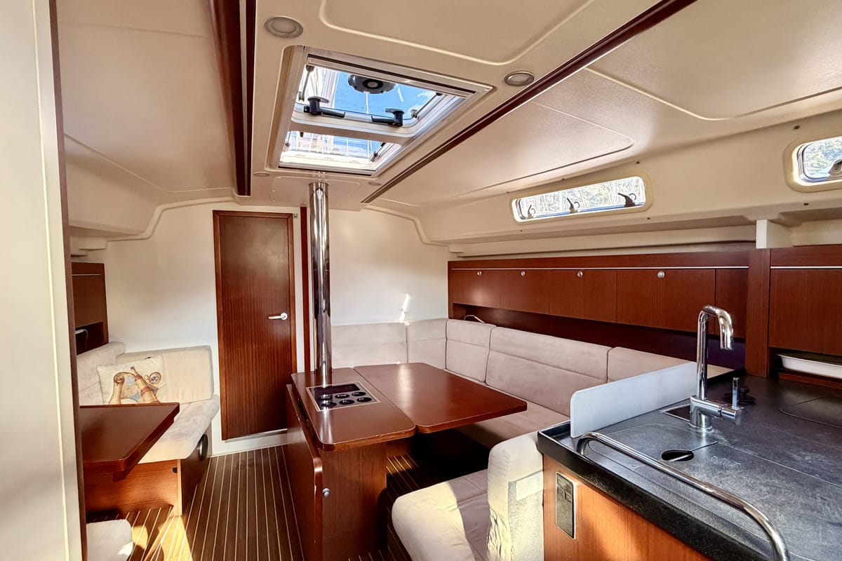 Salon of Premium, a Hanse Yachts Hanse 415 sailboat at Fethiye, Turkey