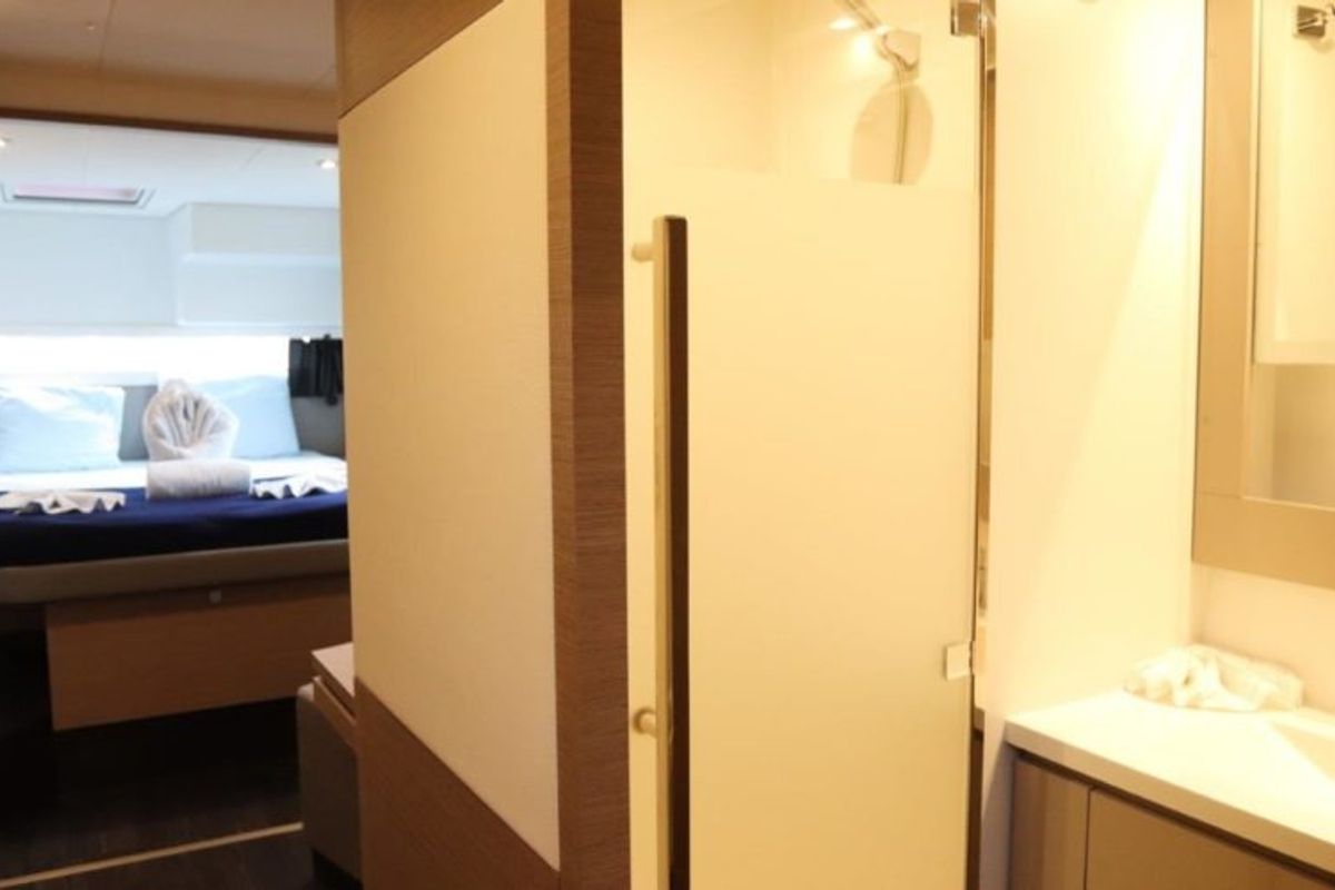 Cabin on Soleil Rae, a Fountaine Pajot Saba 50 catamaran at Road Town, British Virgin Islands
