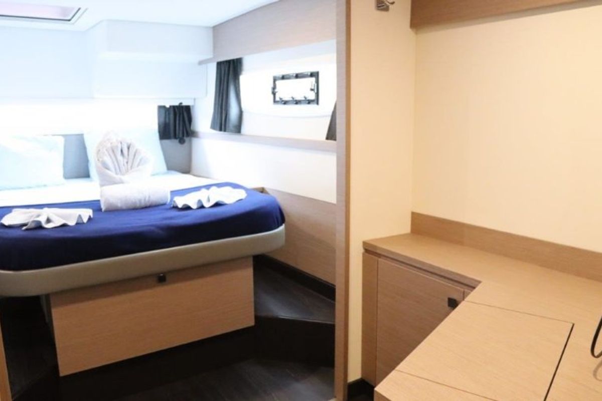 Cabin on Soleil Rae, a Fountaine Pajot Saba 50 catamaran at Road Town, British Virgin Islands