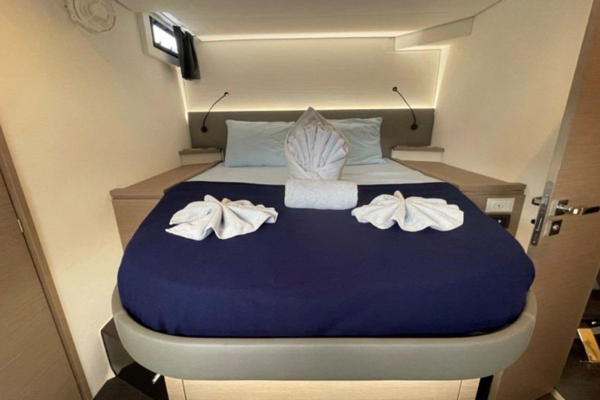 Cabin on Soleil Rae, a Fountaine Pajot Saba 50 catamaran at Road Town, British Virgin Islands
