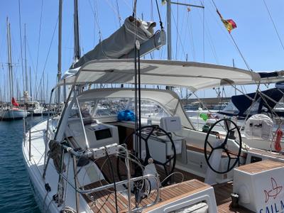 Cockpit of Nord Star, a Hanse Yachts Hanse 415 sailboat at Port de Pollença, Spain