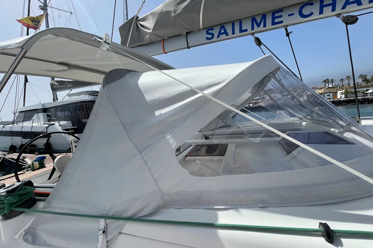 Deck of Nord Star, a Hanse Yachts Hanse 415 sailboat at Port de Pollença, Spain