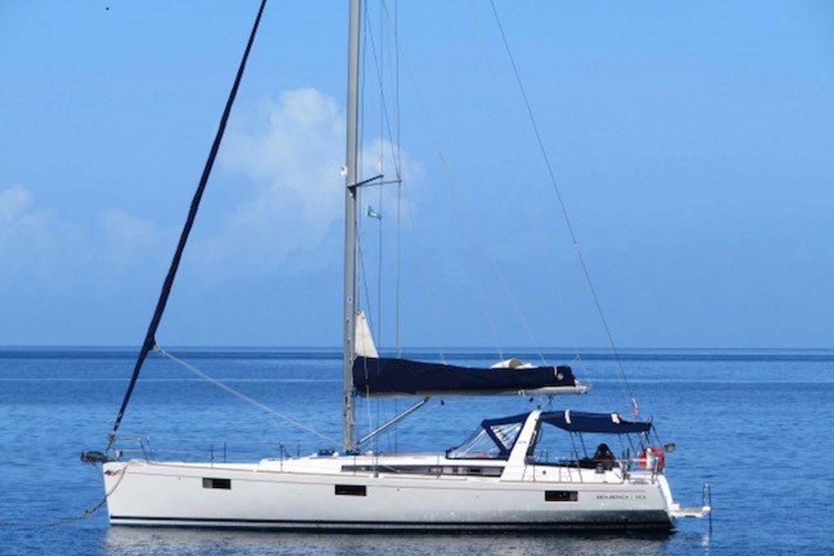 Exterior view of Spirit of Adventure, a Beneteau 48 sailboat at Road Town, British Virgin Islands