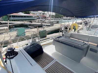 Cockpit of Spirit of Adventure, a Beneteau 48 sailboat at Road Town, British Virgin Islands