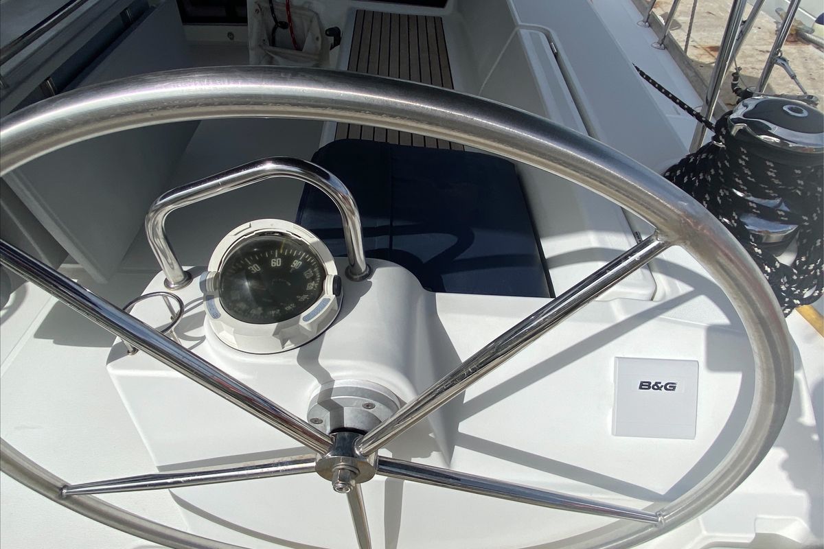 Cockpit of Spirit of Adventure, a Beneteau 48 sailboat at Road Town, British Virgin Islands