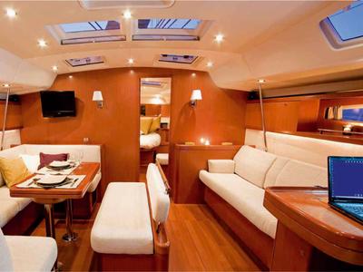 Salon of Altais, a Beneteau Oceanis 54 sailboat at Cagliari, Italy