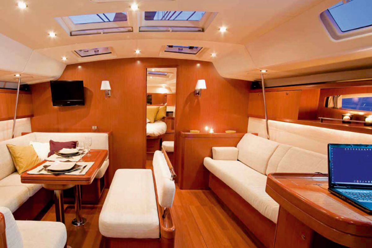 Salon of Altais, a Beneteau Oceanis 54 sailboat at Cagliari, Italy
