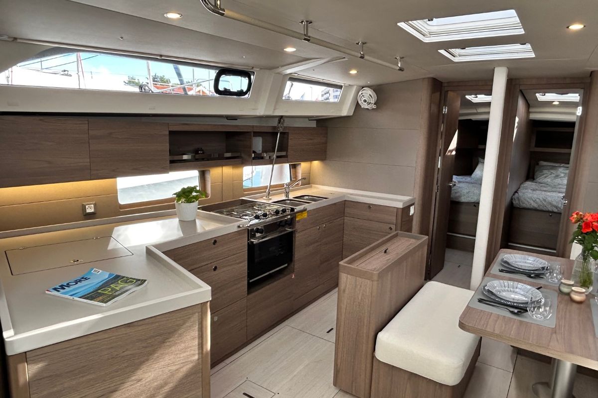 Galley of TIDE OF YOUR LIFE, a Beneteau Oceanis 47 sailboat at Split, Croatia