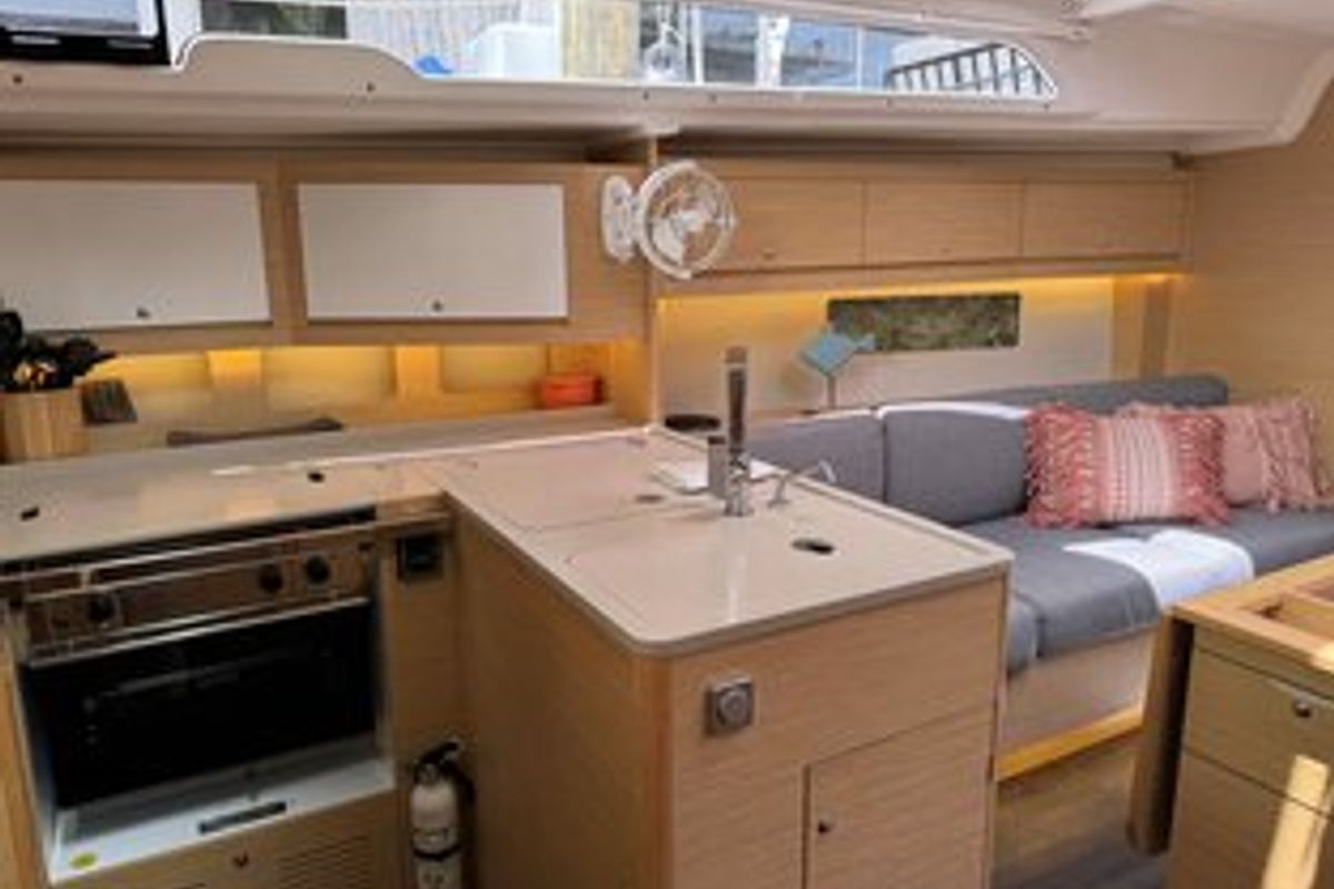 Galley of Island Girl, a Dufour 37 sailboat at Central Abaco, Bahamas