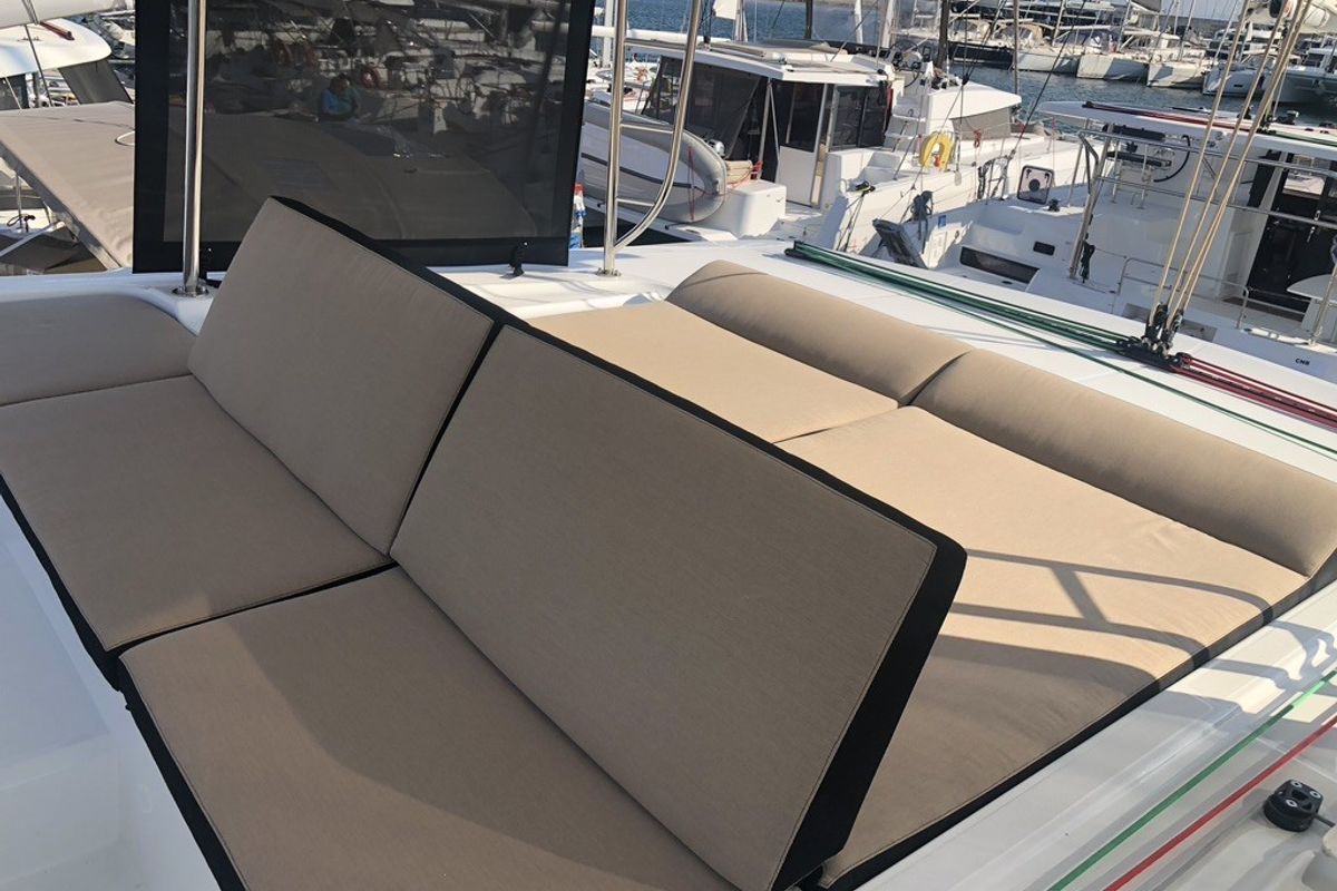 Deck of Seagal, a Lagoon 46 catamaran at Municipal Unit of Lefkada, Greece