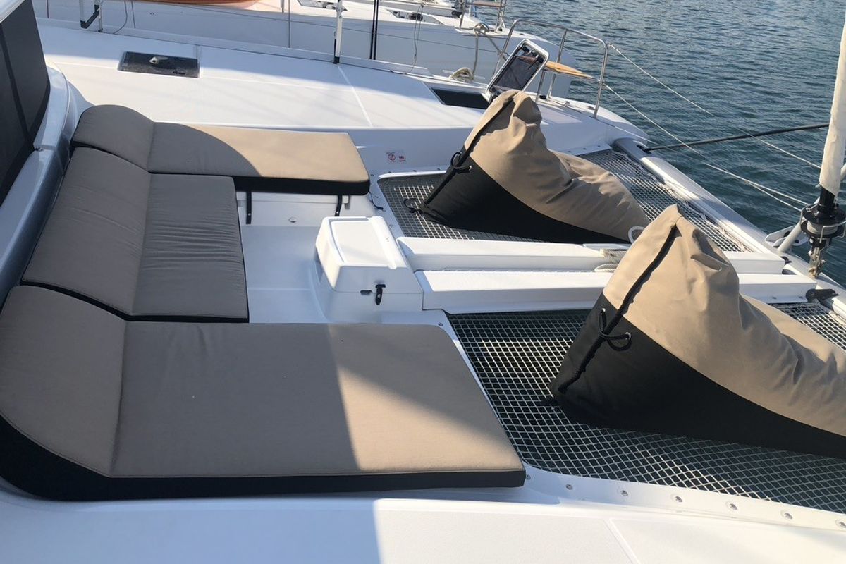 Deck of Seagal, a Lagoon 46 catamaran at Municipal Unit of Lefkada, Greece