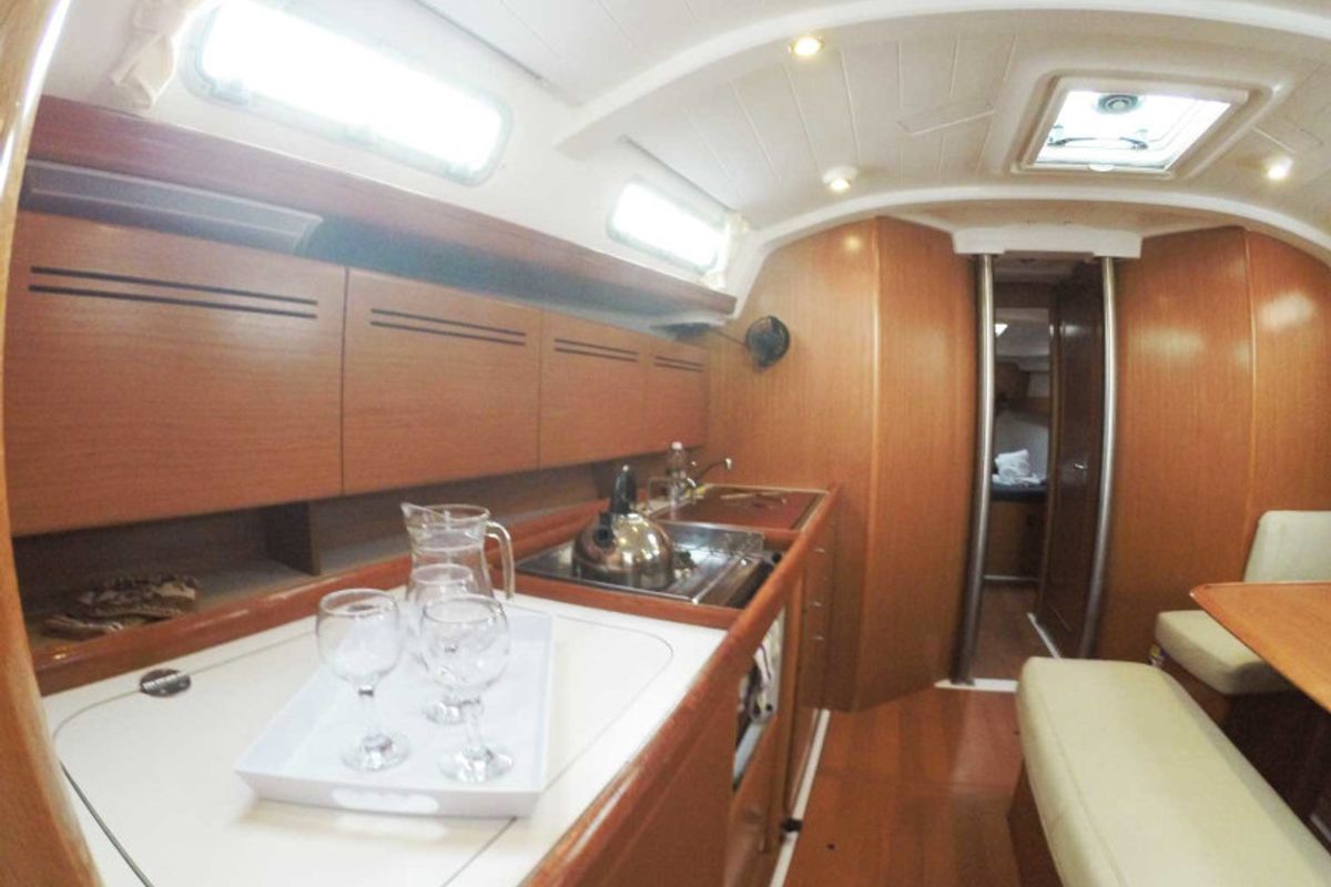 Galley of Zephyros, a Beneteau Cyclades 43.4 sailboat at Municipal Unit of Lefkada, Greece
