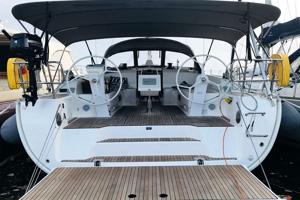 Oceanos, a Bavaria Cruiser 46 sailboat at Lavreotiki Municipal Unit, Greece