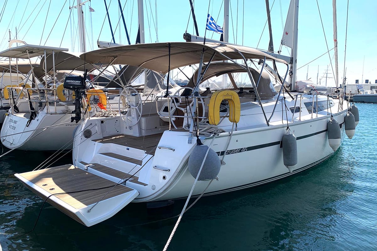 Oceanos, a Bavaria Cruiser 46 sailboat at Lavreotiki Municipal Unit, Greece