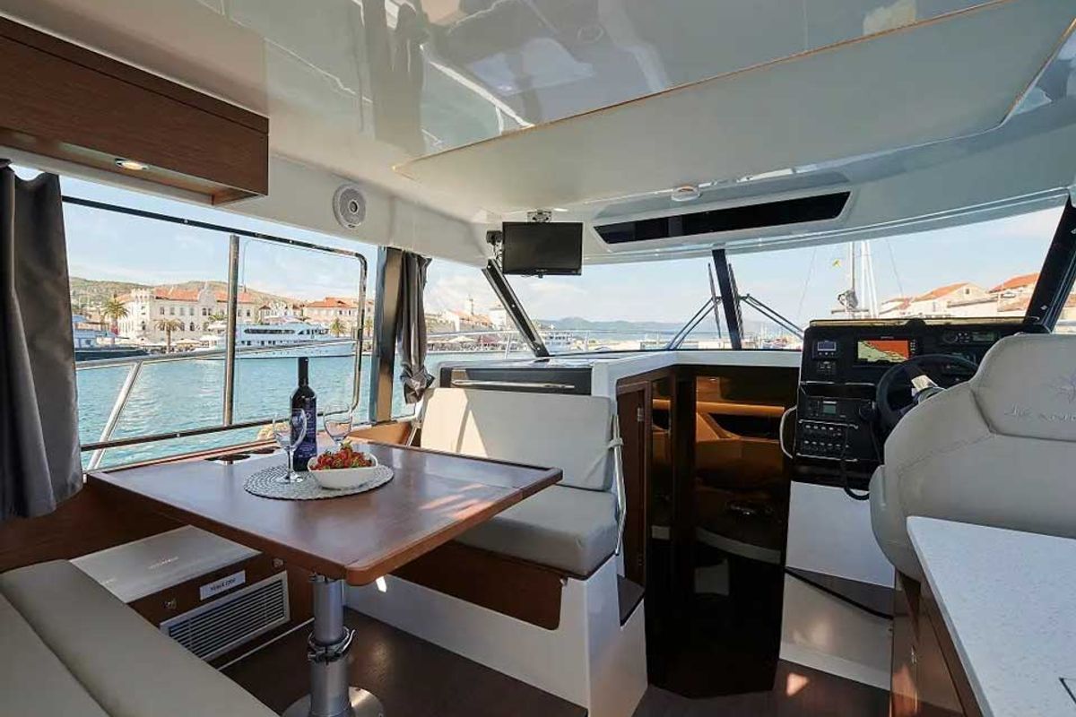 Salon of TG, a Jeanneau Merry Fisher 1095 FLY motorboat at Grad Trogir, Croatia