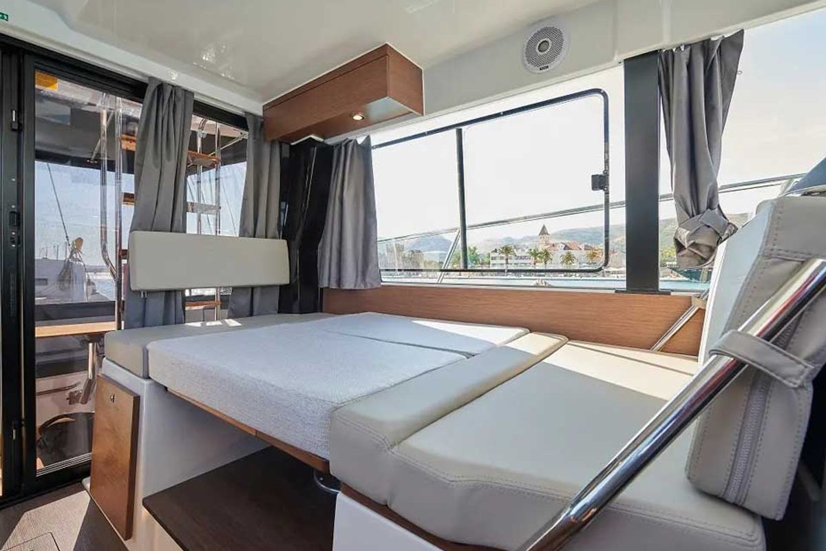 Salon of TG, a Jeanneau Merry Fisher 1095 FLY motorboat at Grad Trogir, Croatia