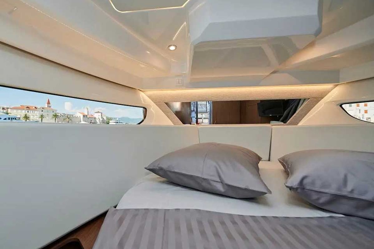 Cabin on TG, a Jeanneau Merry Fisher 1095 FLY motorboat at Grad Trogir, Croatia