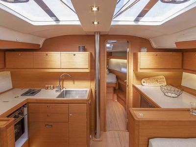 Galley of Calypso, a Dufour 430 sailboat at Municipal Unit of Rhodes, Greece